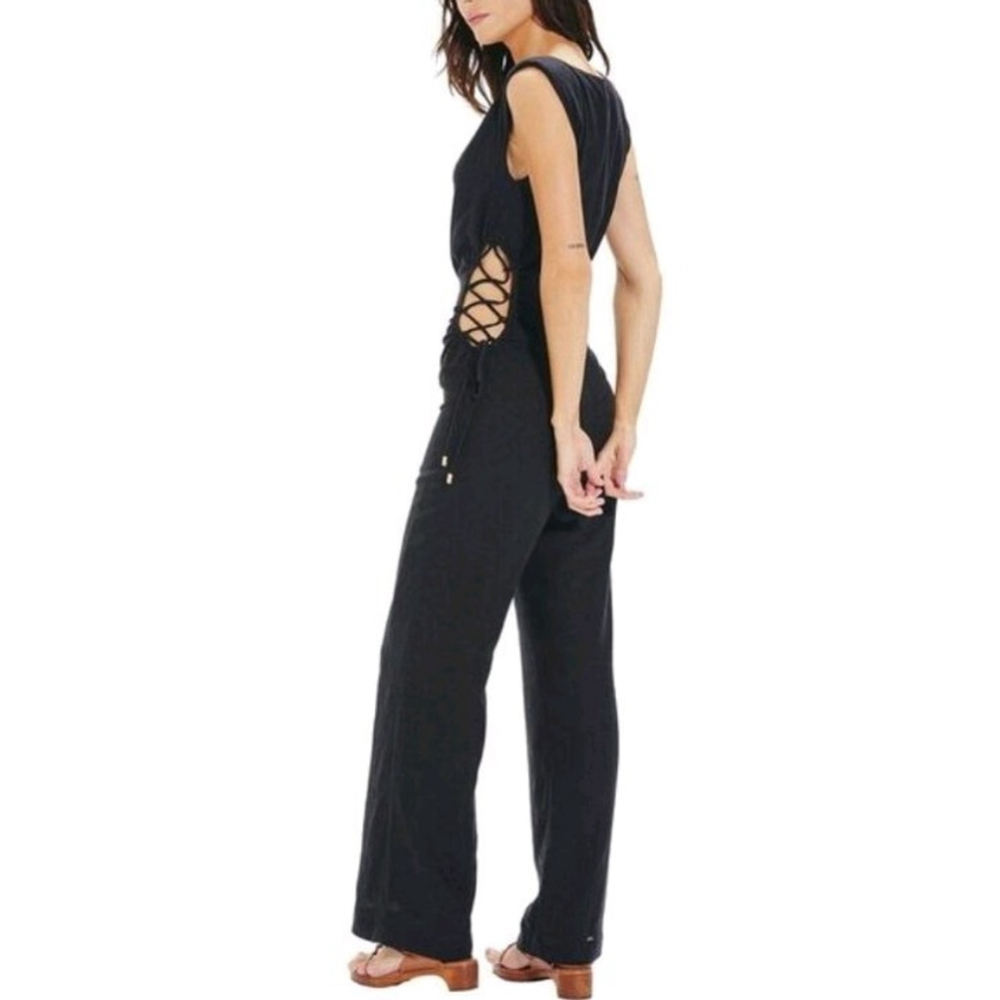 VIX Paula Hermanny Carina Red Lace up Resortwear Beach Vacation Jumpsuit Size 0 - Picture 12 of 13